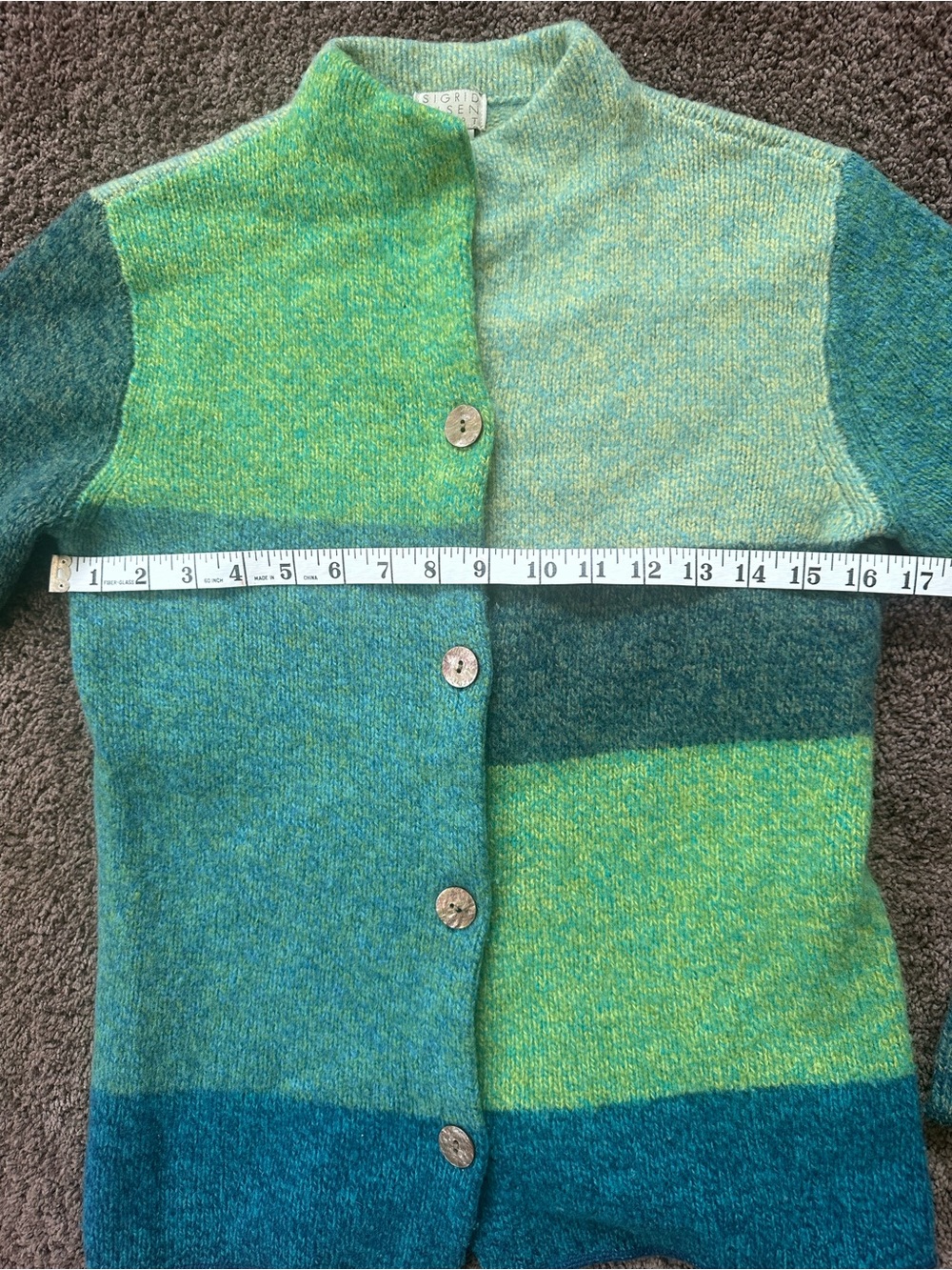 Sigrid Olsen Sport Aqua and Mint Wool Blend Sweater XS - Picture 6 of 8